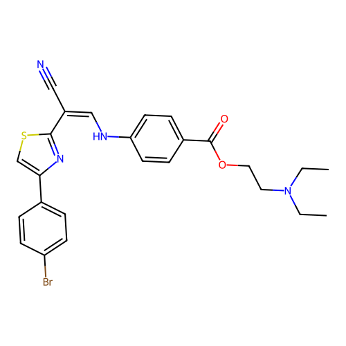 (Z)-2-(diethylamino)ethyl 4-((2-(4-(4-bromophenyl)thiazol-2-yl)-2-cyanovinyl)amino)benzoate structure