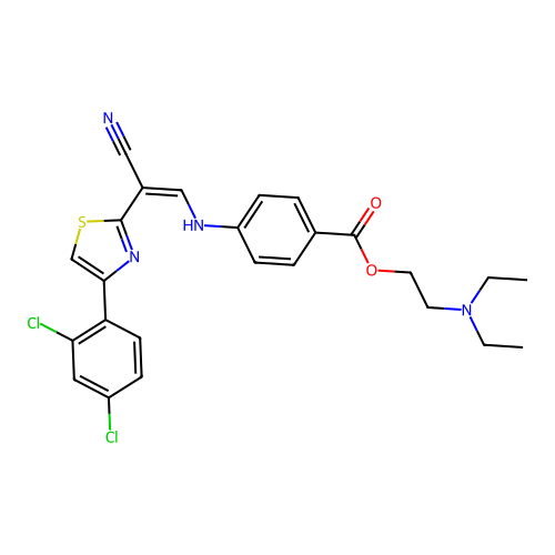 (Z)-2-(diethylamino)ethyl 4-((2-cyano-2-(4-(2,4-dichlorophenyl)thiazol-2-yl)vinyl)amino)benzoate structure