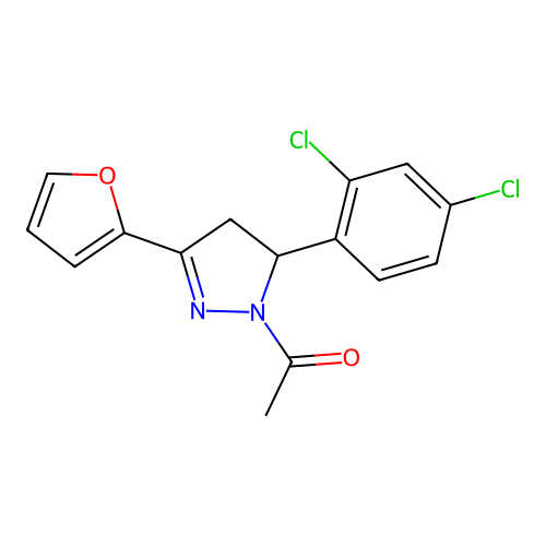 1-(5-(2,4-dichlorophenyl)-3-(furan-2-yl)-4,5-dihydro-1H-pyrazol-1-yl)ethanone structure