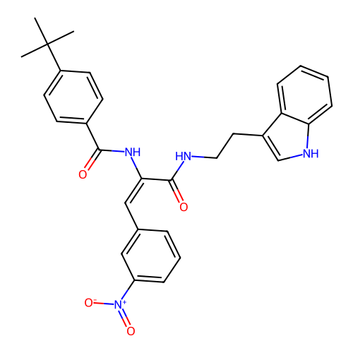 (E)-N-(3-((2-(1H-indol-3-yl)ethyl)amino)-1-(3-nitrophenyl)-3-oxoprop-1-en-2-yl)-4-(tert-butyl)benzamide structure