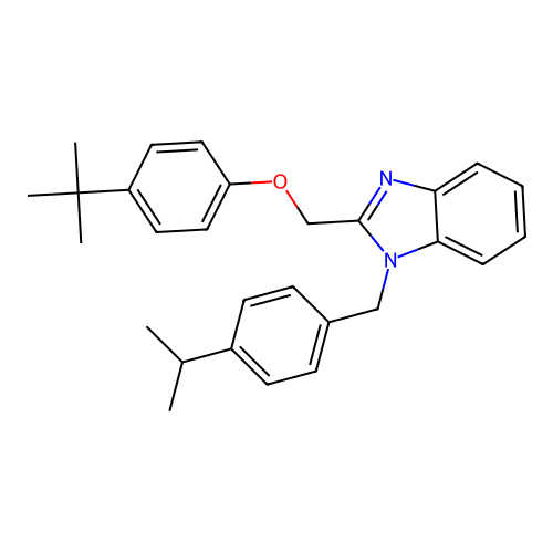 2-((4-(tert-butyl)phenoxy)methyl)-1-(4-isopropylbenzyl)-1H-benzo[d]imidazole structure
