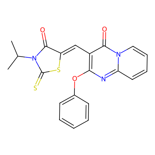 3-isopropyl-5-[(Z)-1-(4-oxo-2-phenoxy-4H-pyrido[1,2-a]pyrimidin-3-yl)methylidene]-2-thioxo-1,3-thiazolan-4-one structure