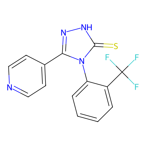 5-(pyridin-4-yl)-4-(2-(trifluoromethyl)phenyl)-4H-1,2,4-triazole-3-thiol structure