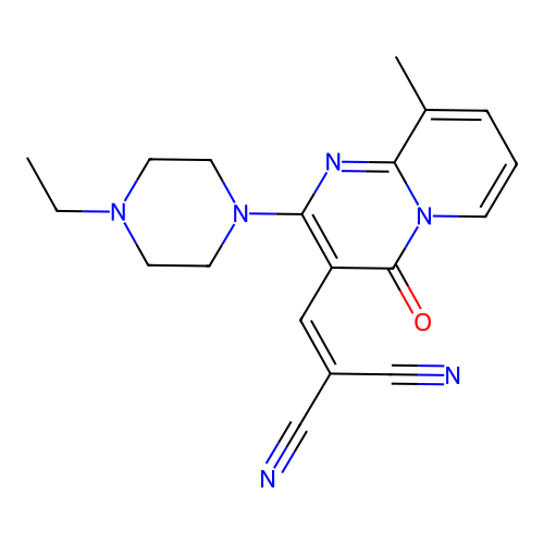 2-[[2-(4-ethylpiperazin-1-yl)-9-methyl-4-oxopyrido[1,2-a]pyrimidin-3-yl]methylidene]propanedinitrile structure