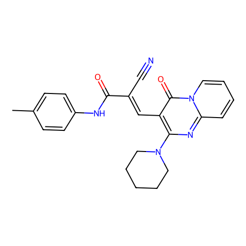 (2E)-2-cyano-N-(4-methylphenyl)-3-[4-oxo-2-(piperidin-1-yl)-4H-pyrido[1,2-a]pyrimidin-3-yl]prop-2-enamide structure