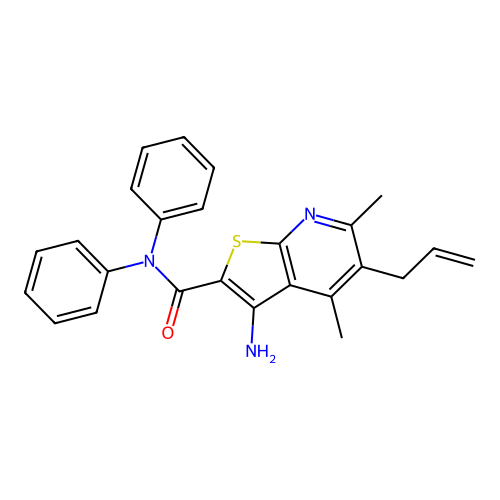 3-amino-4,6-dimethyl-N,N-diphenyl-5-(prop-2-en-1-yl)thieno[2,3-b]pyridine-2-carboxamide structure