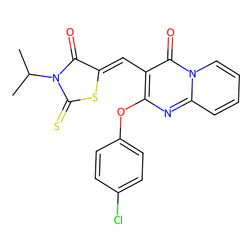 5-{(Z)-1-[2-(4-chlorophenoxy)-4-oxo-4H-pyrido[1,2-a]pyrimidin-3-yl]methylidene}-3-isopropyl-2-thioxo-1,3-thiazolan-4-one structure