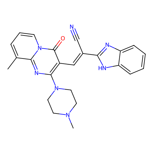 (2E)-2-(1H-1,3-BENZODIAZOL-2-YL)-3-[9-METHYL-2-(4-METHYLPIPERAZIN-1-YL)-4-OXO-4H-PYRIDO[1,2-A]PYRIMIDIN-3-YL]PROP-2-ENENITRILE structure