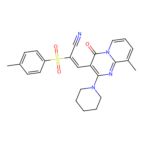 (2E)-3-[9-METHYL-4-OXO-2-(PIPERIDIN-1-YL)-4H-PYRIDO[1,2-A]PYRIMIDIN-3-YL]-2-(4-METHYLBENZENESULFONYL)PROP-2-ENENITRILE structure