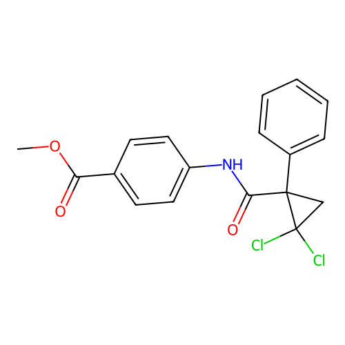 Methyl 4-{[(2,2-dichloro-1-phenylcyclopropyl)carbonyl]amino}benzoate structure