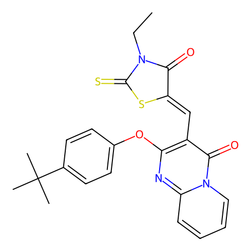 2-(4-tert-butylphenoxy)-3-[(Z)-(3-ethyl-4-oxo-2-thioxo-1,3-thiazolidin-5-ylidene)methyl]-4H-pyrido[1,2-a]pyrimidin-4-one structure