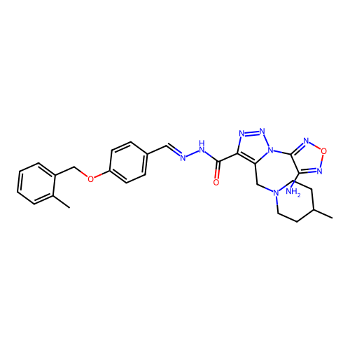 (E)-1-(4-amino-1,2,5-oxadiazol-3-yl)-N'-(4-((2-methylbenzyl)oxy)benzylidene)-5-((4-methylpiperidin-1-yl)methyl)-1H-1,2,3-triazole-4-carbohydrazide structure