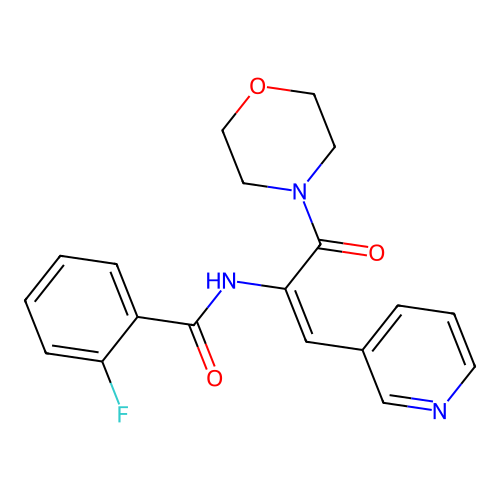 2-Fluoro-N-[(E)-1-(morpholine-4-carbonyl)-2-pyridin-3-yl-vinyl]-benzamide structure
