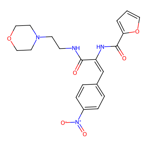 N-[1-(2-morpholin-4-ylethylcarbamoyl)-2-(4-nitrophenyl)ethenyl]furan-2-carboxamide structure