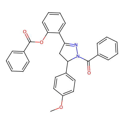 [2-[1-benzoyl-5-(4-methoxyphenyl)-4,5-dihydropyrazol-3-yl]phenyl] Benzoate structure