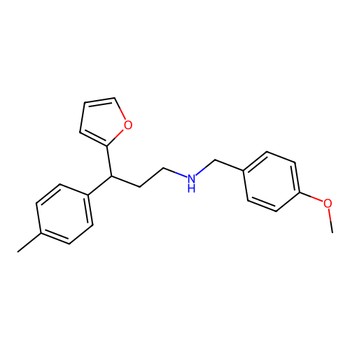 3-(furan-2-yl)-N-[(4-methoxyphenyl)methyl]-3-(4-methylphenyl)propan-1-amine structure
