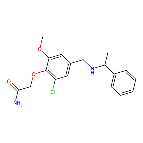 2-(2-Chloro-6-methoxy-4-{[(1-phenylethyl)amino]methyl}phenoxy)acetamide structure