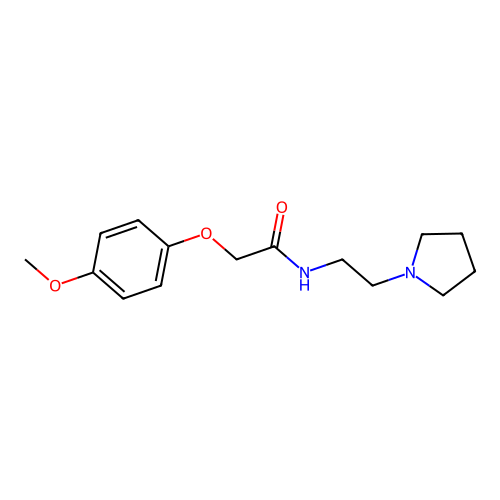 2-(4-methoxyphenoxy)-N-[2-(pyrrolidin-1-yl)ethyl]acetamide structure