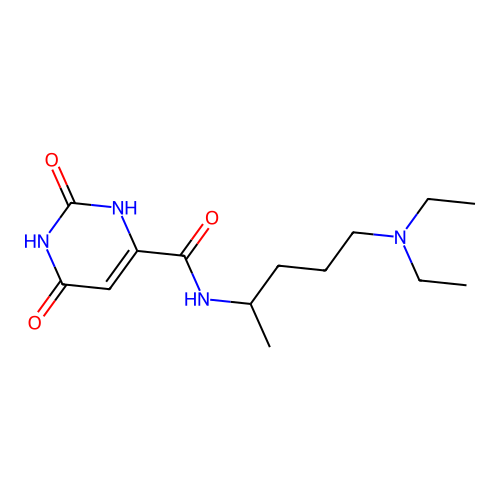 N-(5-diethylaminopentan-2-yl)-2,6-dioxo-3H-pyrimidine-4-carboxamide structure