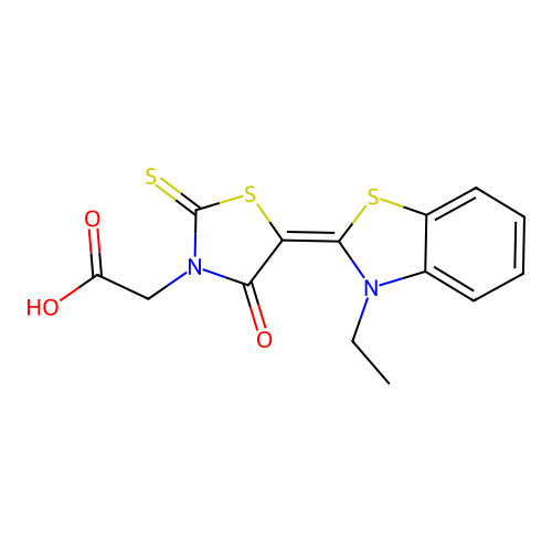 3-Thiazolidineacetic acid, 5-(3-ethyl-2(3H)-benzothiazolylidene)-4-oxo-2-thioxo- structure