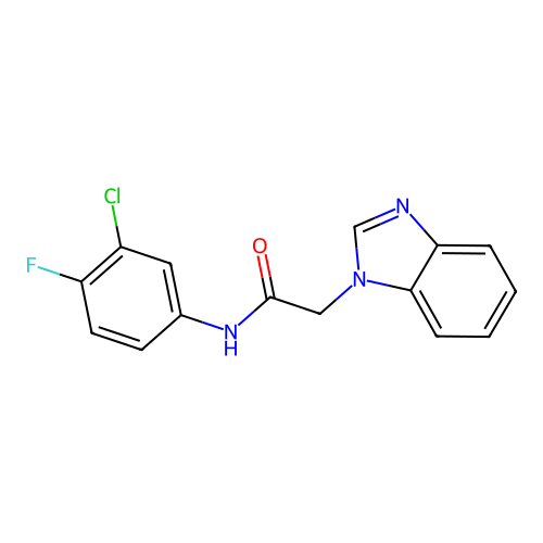 2-(1H-benzimidazol-1-yl)-N-(3-chloro-4-fluorophenyl)acetamide structure