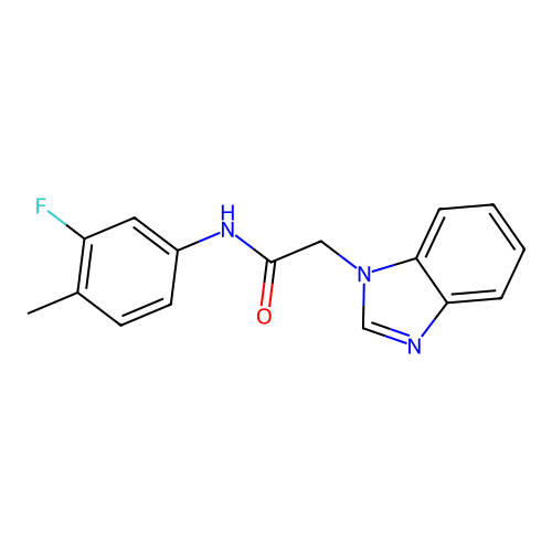2-(benzimidazol-1-yl)-N-(3-fluoro-4-methylphenyl)acetamide structure