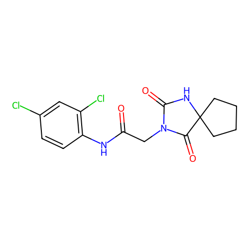 N-(2,4-dichlorophenyl)-2-(2,4-dioxo-1,3-diazaspiro[4.4]nonan-3-yl)acetamide structure
