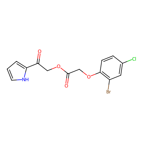 [2-oxo-2-(1H-pyrrol-2-yl)ethyl] 2-(2-bromo-4-chlorophenoxy)acetate structure
