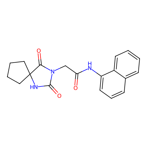 2-(2,4-dioxo-1,3-diazaspiro[4.4]nonan-3-yl)-N-(naphthalen-1-yl)acetamide structure