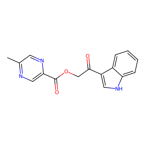 [2-(1H-indol-3-yl)-2-oxoethyl] 5-methylpyrazine-2-carboxylate structure