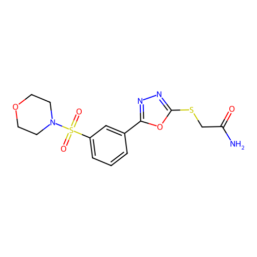 2-[[5-(3-Morpholin-4-ylsulfonylphenyl)-1,3,4-oxadiazol-2-yl]sulfanyl]acetamide structure