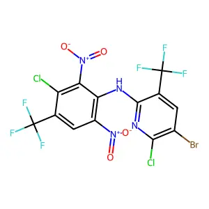 5-bromo-6-chloro-N-[3-chloro-2,6-dinitro-4-(trifluoromethyl)phenyl]-3-(trifluoromethyl)pyridin-2-amine structure