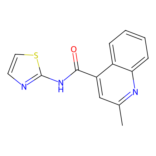 2-methyl-N-(1,3-thiazol-2-yl)quinoline-4-carboxamide structure