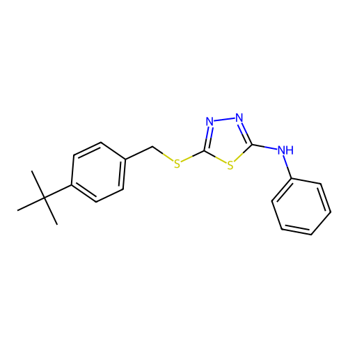5-{[4-(tert-butyl)benzyl]sulfanyl}-N-phenyl-1,3,4-thiadiazol-2-amine structure
