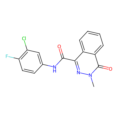N-(3-chloro-4-fluorophenyl)-3-methyl-4-oxo-3,4-dihydrophthalazine-1-carboxamide structure