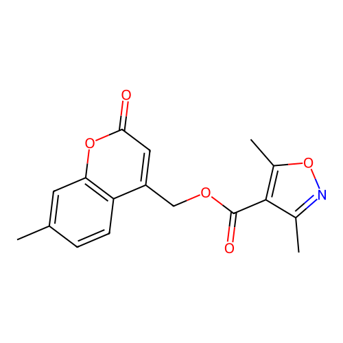 (7-Methyl-2-oxochromen-4-yl)methyl 3,5-dimethyl-1,2-oxazole-4-carboxylate structure