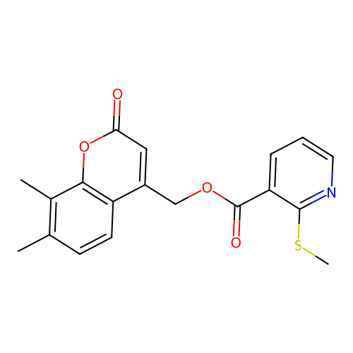 (7,8-Dimethyl-2-oxo-2H-chromen-4-yl)methyl 2-(methylthio)nicotinate structure