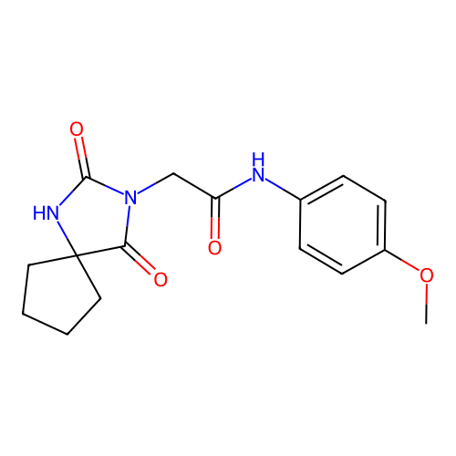 2-(2,4-dioxo-1,3-diazaspiro[4.4]nonan-3-yl)-N-(4-methoxyphenyl)acetamide structure