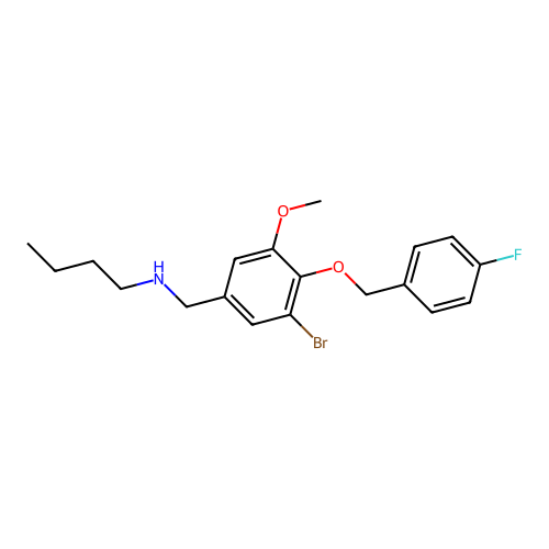 N-{3-bromo-4-[(4-fluorobenzyl)oxy]-5-methoxybenzyl}butan-1-amine structure
