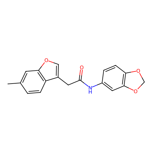 N-(2H-1,3-benzodioxol-5-yl)-2-(6-methyl-1-benzofuran-3-yl)acetamide structure