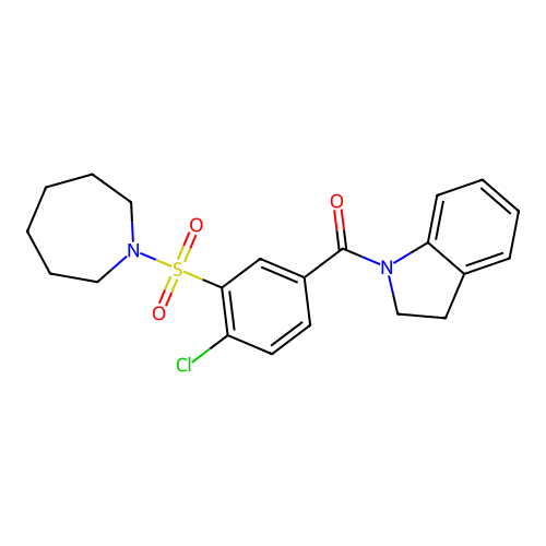 (3-(Azepan-1-ylsulfonyl)-4-chlorophenyl)(indolin-1-yl)methanone structure