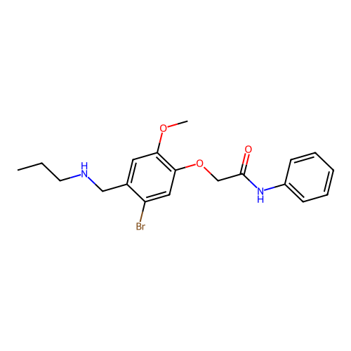 2-[5-bromo-2-methoxy-4-(propylaminomethyl)phenoxy]-N-phenylacetamide structure