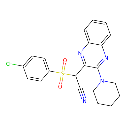 [(4-Chlorophenyl)sulfonyl][3-(piperidin-1-yl)quinoxalin-2-yl]acetonitrile structure