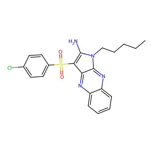 3-((4-chlorophenyl)sulfonyl)-1-pentyl-1H-pyrrolo[2,3-b]quinoxalin-2-amine structure