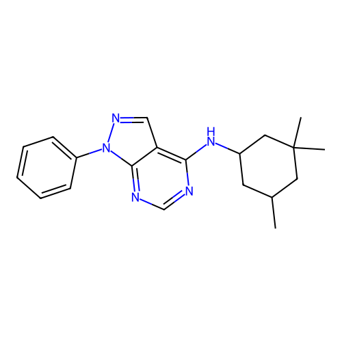 1-phenyl-N-(3,3,5-trimethylcyclohexyl)-1H-pyrazolo[3,4-d]pyrimidin-4-amine structure