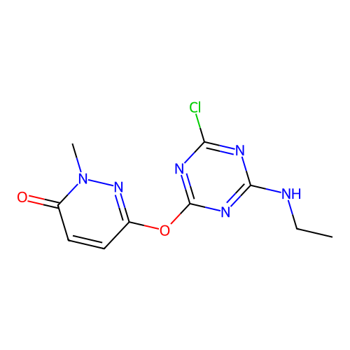 6-{[4-chloro-6-(ethylamino)-1,3,5-triazin-2-yl]oxy}-2-methylpyridazin-3(2H)-one structure