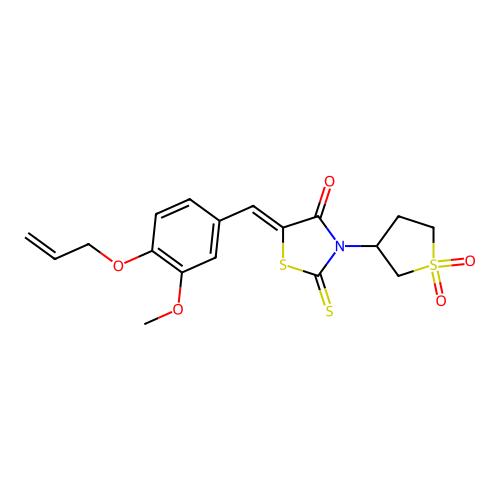 (5Z)-3-(1,1-dioxidotetrahydrothiophen-3-yl)-5-[3-methoxy-4-(prop-2-en-1-yloxy)benzylidene]-2-thioxo-1,3-thiazolidin-4-one structure
