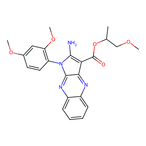 1-methoxypropan-2-yl 2-amino-1-(2,4-dimethoxyphenyl)-1H-pyrrolo[2,3-b]quinoxaline-3-carboxylate structure