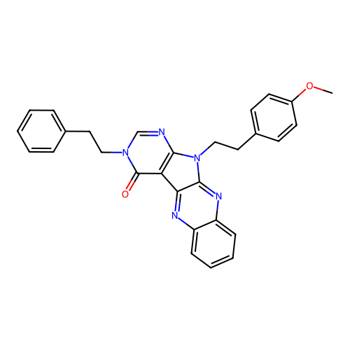 11-(4-methoxyphenethyl)-3-phenethyl-3H-pyrimido[5',4':4,5]pyrrolo[2,3-b]quinoxalin-4(11H)-one structure