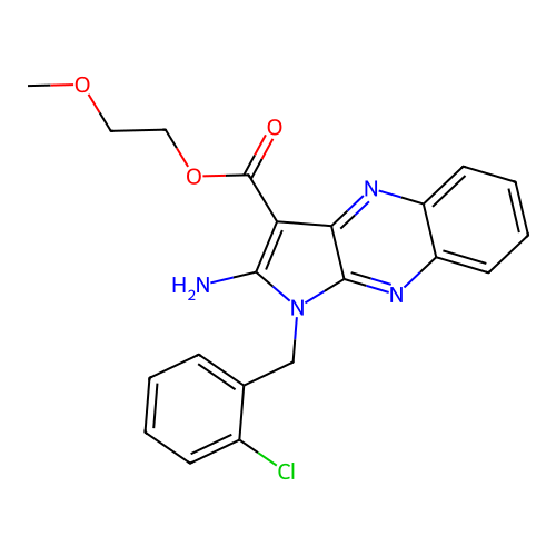 2-methoxyethyl 2-amino-1-(2-chlorobenzyl)-1H-pyrrolo[2,3-b]quinoxaline-3-carboxylate structure
